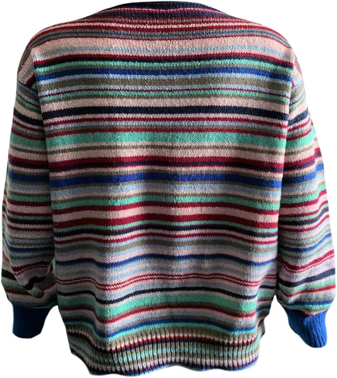 Zhyaj Fair Isle Sweater for Womens Winter Long Sleeve Vintage Knitted Sweater Casual Fall Crew Neck Pullover Sweaters