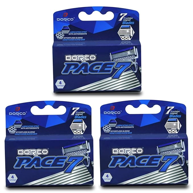 Dorco Pace 7 - World's First and Only Seven Blade Razor - 12 Cartridges (No Handle)