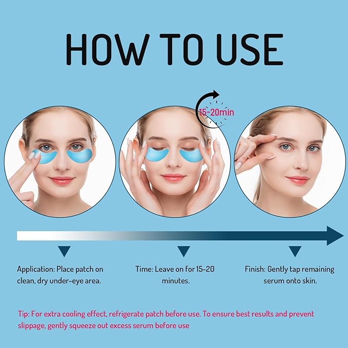Revitalizing Under Eye Patches, 30 Pairs Brightening & Smoothing Eye Gels with Retinol, Collagen, Hyaluronic Acid, Hydrating Cooling Anti Aging Under Eye Masks for Dark Circles, Puffiness & Fine Lines