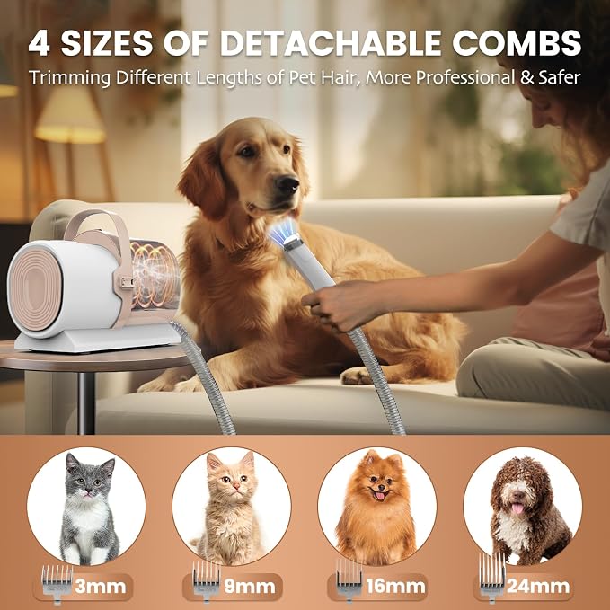 FIXR Dog Grooming Vacuum, Pet Grooming Kit with Dog Clippers, 2.5L Dust Cup 11000Pa Dogs Vacuum for Shedding Grooming, 5 Grooming Tools Home Cleaning in 1, Low Noise Pet Grooming Vacuum for Dogs
