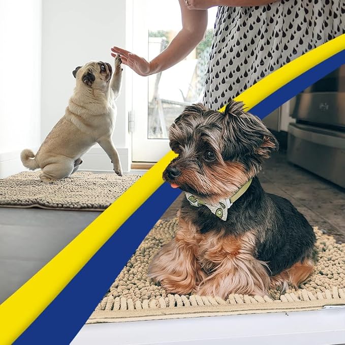 Muddy Mat® | Super Water Absorbent Door Mat Indoor, Microfiber Quick Dry Chenille Entryway Rug, Slip Resistant Front Door Mat, Indoor Mats for Entryway, Machine Washable Pet Rug, Sand 32" x 70"