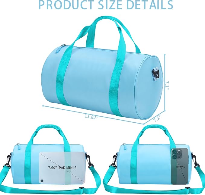 Ballet Dance Bag Mini Gym Bag Lightweight Small Duffle Bag 10L Cute Crossbody Bag for Yoga Swimming Sport (SkyBlue)
