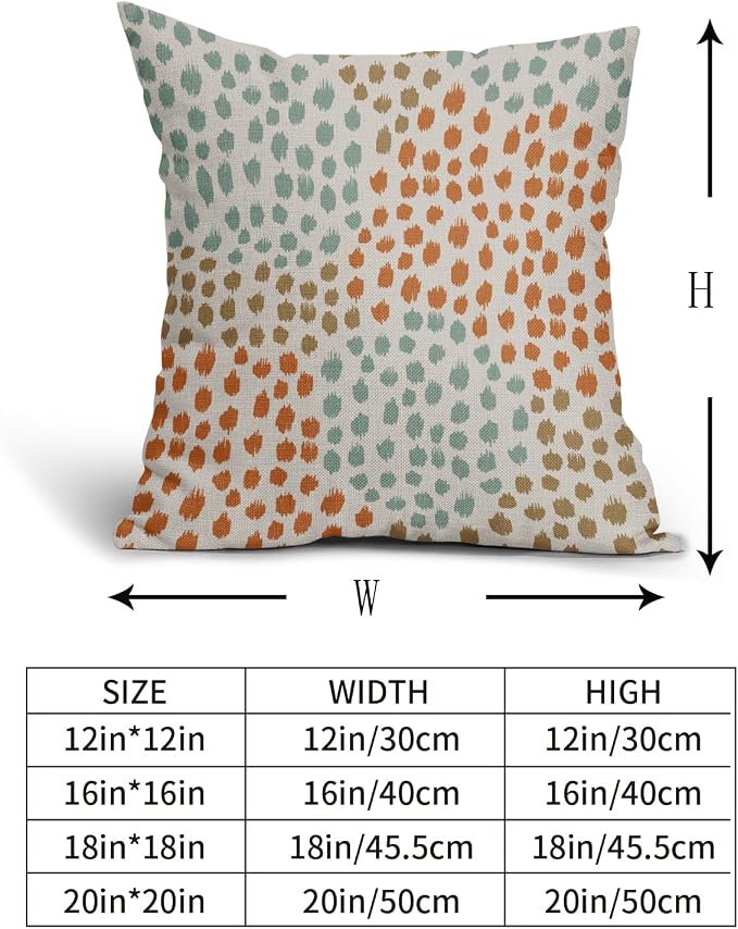 Blue Orange Brown Pillow Covers 18x18 Set of 2 Fall Colored Art Dot Decorative Throw Pillows Trendy Print Outdoor Pillowcase Holiday Seasonal Cushion Cover Linen Pillow Case Decor for Sofa Couch Bed