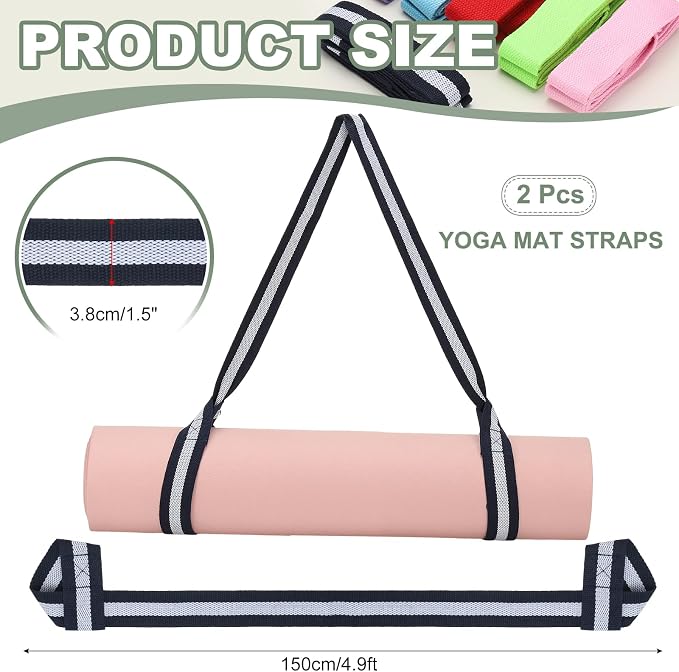 Yoga Mat Straps for Carrying, Adjustable Exercise Mat Sling Holder Multi Purpose Mats Carrier