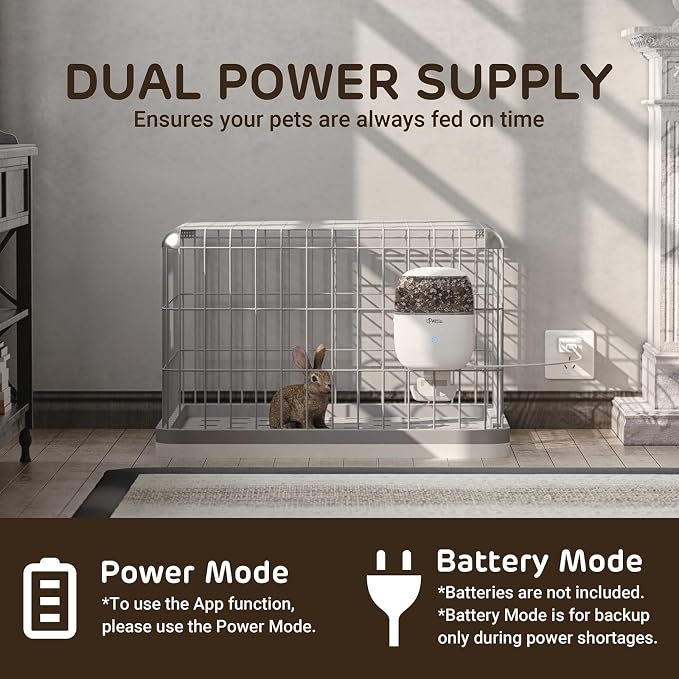 iPettie Smart WiFi Hanging Cage Feeder, Remote & Portion Control, 62oz | WiFi APP Control, Timed Feeding, Compatible with 5-30mm Dry Food, Ideal for Rabbits, Cats, Dogs, Hamsters, and Pet Stores