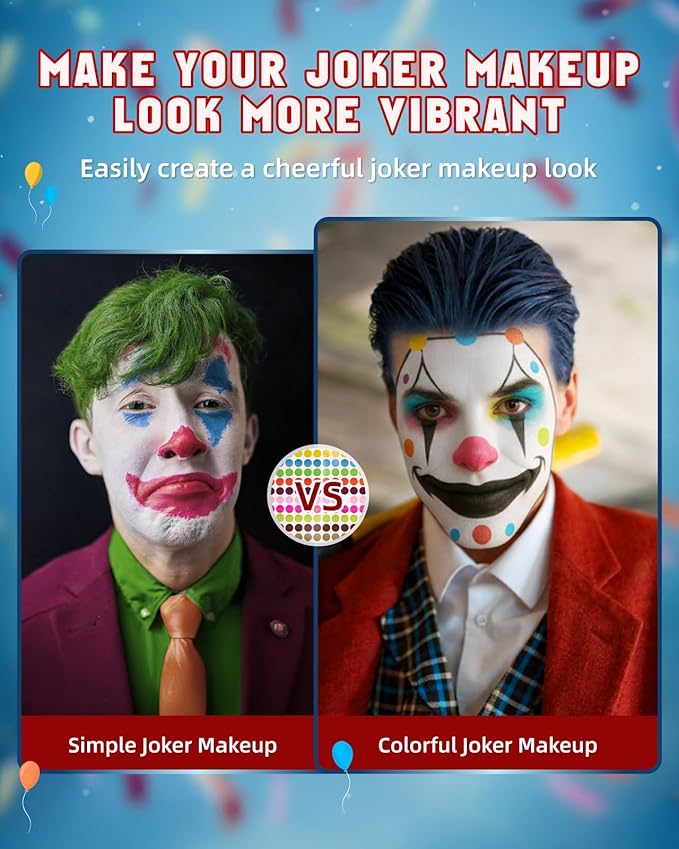 Lictin Black and White Face Body Paint with Green Pink Blue, Colorful Joker Makeup Face Paint, Professional Make Up Kit for Halloween, Costume, Cosplay, Carnivals for Adults & Kids