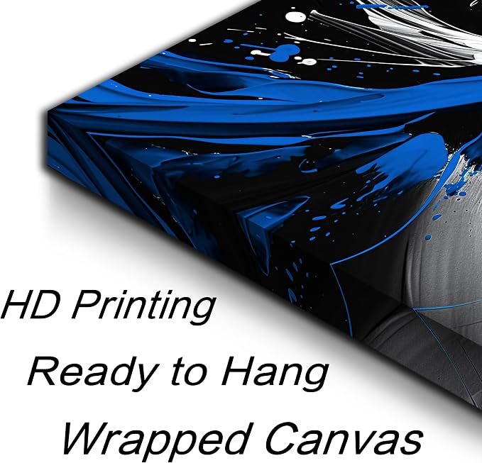 Black and White Blue Large Canvas Wall Art for Living Room Framed Print Picture Painting Bedroom Office Wall Decor Modern Room Abstract Wall Decorations Artwork Size 30x60 Ready to Hang