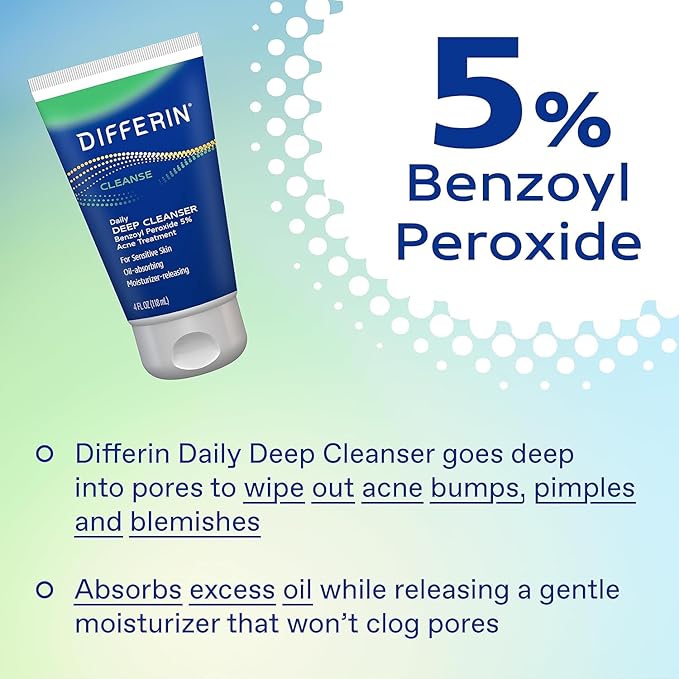 Differin Acne Skin Care Kit, Differin Gel Retinoid Acne Treatment for Face with 0.1% Adapalene & 5% Benzoyl Peroxide Face Wash & Body Wash, Designed for Pimple and AcneProne Skin (Pack of 10)