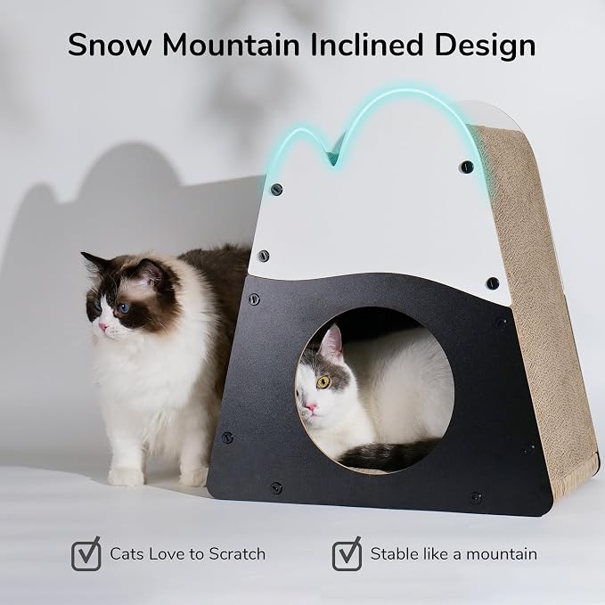 FUKUMARU Cardboard Cat Scratcher, 19.5 Inch Cat Scratching House Indoor | Mountain Shape Vertical Cat Scratcher, Durable Cat Scrathing Pad Board, Kitten Scratching Post for Large Cat, Safe & Secure