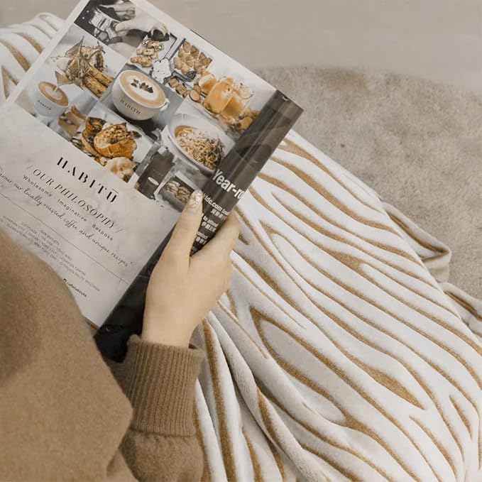 Flannel Fleece Throw Blanket, Lightweight Cozy Plush Microfiber Bedspreads for Adults,90 by 108-Inch,Brown Zebra