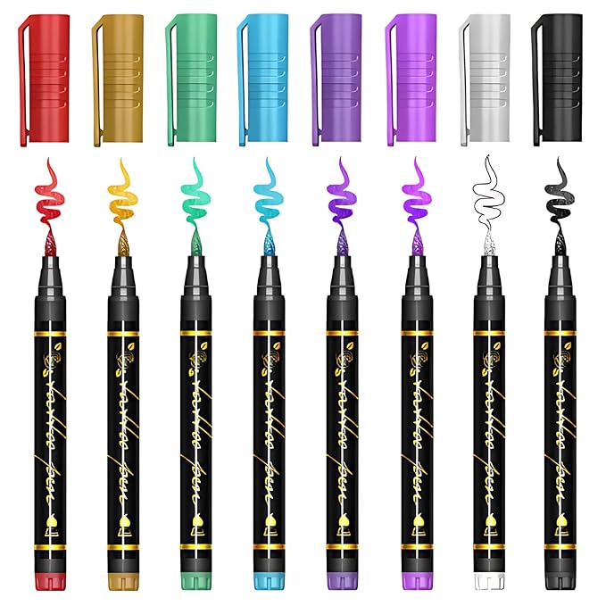 Temporary Tattoo Markers for Skin, 8 Metal Body Markers + 169 Shark Dolphin Mermaid Cartoon Animal Tattoo Stencils for Kids Adults, Cosmetic-Grade Tattoo Ink, DIY Body Art Party Favors for Women Men
