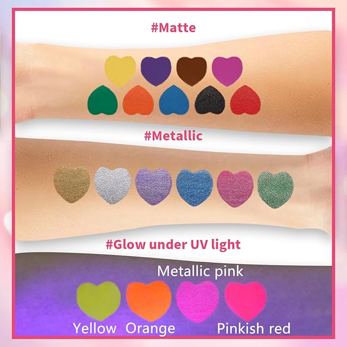 Temporary Tattoo Markers for Skin, 15 Colors Tattoo Pen + 50 Paint Stencils + 43 Tattoos Stickers, Glitter & Matte & Neon Glow Body Marker Set, Removable Fake Tattoos Kit for Teens and Adult