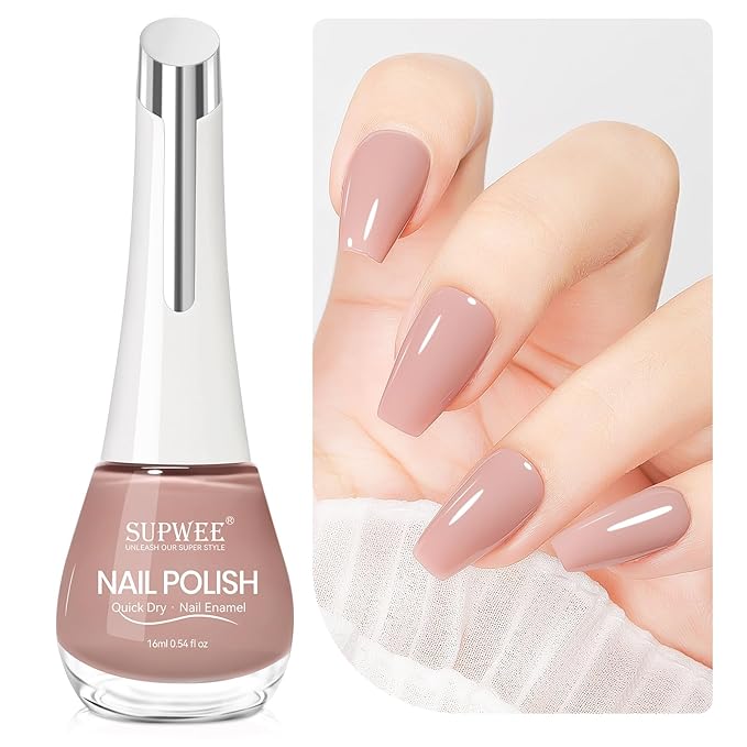 Nude Quick Dry Nail Polish, 16ml Air Fast Dry Regular Nail Polish Lacquer High Glossy Fall Finger Nail Manicure DIY Nail Art Salon Gift for Women Girl
