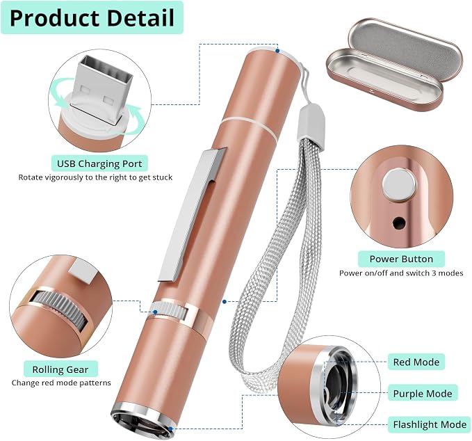 TBTeek Cat Toy, with Metal Case, 2 Pieces, 7 Adjustable Pattern(Rose Gold) | Rechargeable, Cat Fun Playing Exercise Interactive Kitten Pet Dog Chase Light