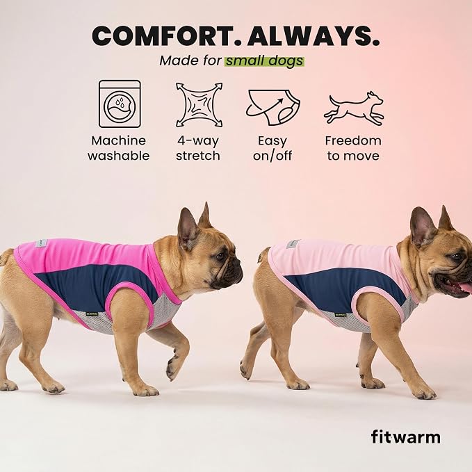 Fitwarm 2 Pack UPF 50+ UV Sun Protection Dog Shirt, Lightweight Breathable Cooling Vest, Quick Dry Dog Summer Clothes for Small Dogs Boy Girl, Reflective Label Pet Cat Outfit, Pink, Large
