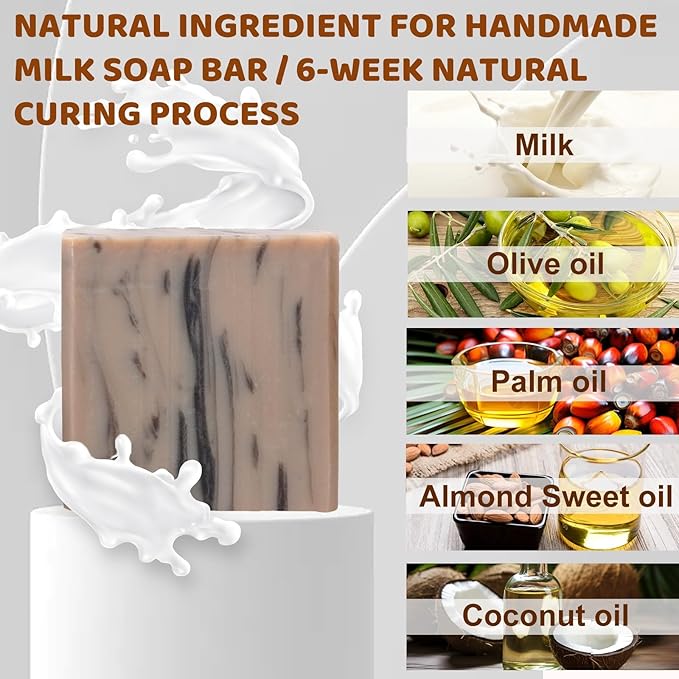 Beef Tallow Soap Bar – All Natural Grass Fed Tallow Soap Lavender – Moisturizing Face & Body Wash Great for Eczema, Dry, Itchy, Sensitive Skin – Handcrafted Bath Soap for Adults, Kids (MILK)