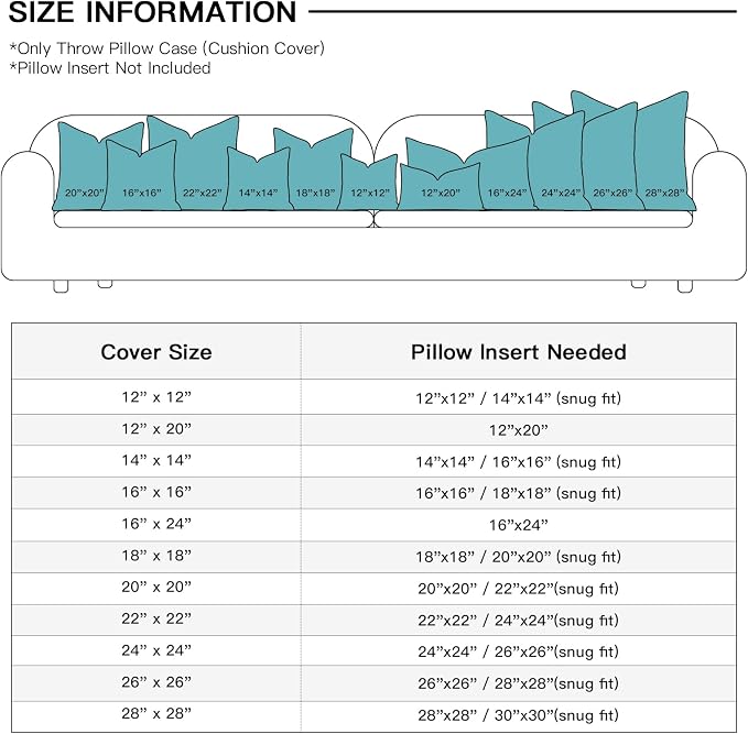 OTOSTAR Linen Throw Pillow Cover Set of 1 Decorative Square Pillowcases Cushion Covers 18x18 Inch for Home Decor Sofa Bedroom Car 45 x 45CM Turquoise