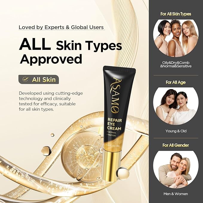 ASAMO Eye Cream for Dark Circles and Puffiness - Under Eye Moisturizer to Reduce Fine Lines & Wrinkles
