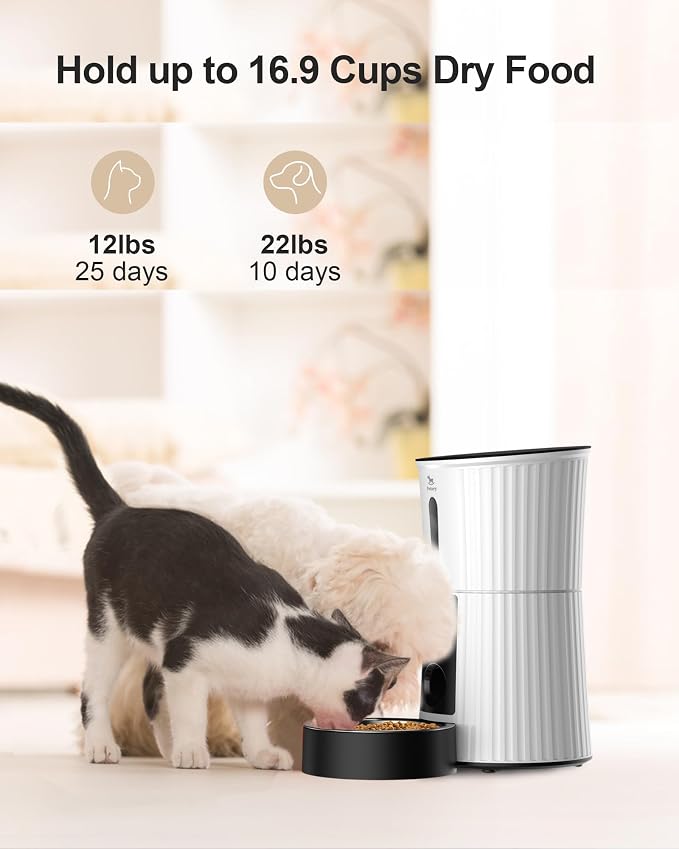 WiFi Automatic Cat Feeder - 4L Dry Food Dispenser for Cats and Dogs | App Control, 10 Meals Daily, Dual Power Supply, 10-Second Voice Recorder, with Desiccant Bag