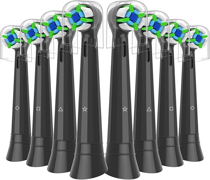 Qitizu Replacement Heads Compatible with Oral B iO Electric Toothbrush, Replacement Toothbrush Heads Fit for Oral-B iO 2/3/4/5/6/7/8/9/10 Series Toothbrush, 8 Packs (Black)