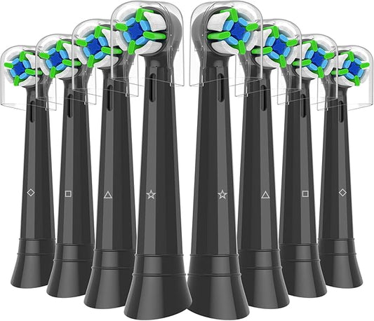 Qitizu Replacement Heads Compatible with Oral B iO Electric Toothbrush, Replacement Toothbrush Heads Fit for Oral-B iO 2/3/4/5/6/7/8/9/10 Series Toothbrush, 8 Packs (Black)