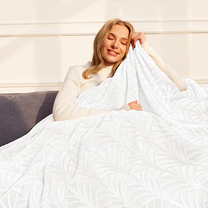 Whale Flotilla Soft Flannel Fleece Throw Blanket for Couch, White | Cozy Lightweight Breathable Velvet Sofa Throws, Plush Fluffy Vintage Pattern Decorative Blanket for Bed, All Season, 50"x60"