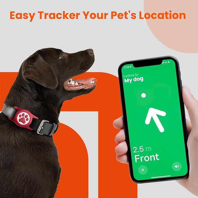 Waterproof Airtag Dog Collar Holder for Apple Air Tag, Silicone Dog Airtag Holder for Dogs & Cat Collars(Red)