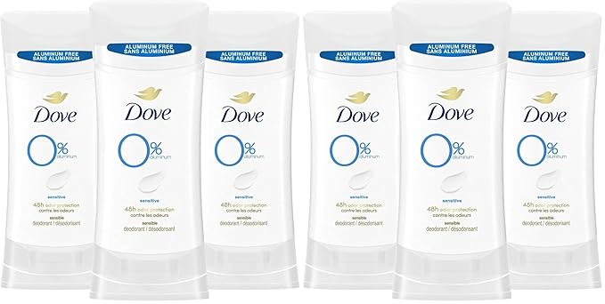 Dove Aluminum Free Deodorant for Women Sensitive 72 hour odor protection 2.6 oz,(Pack of 6)