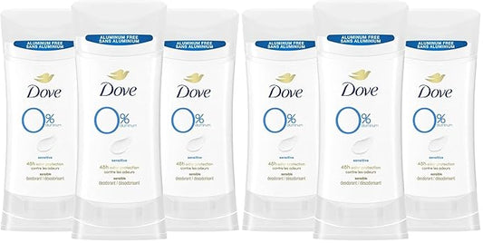 Dove Aluminum Free Deodorant for Women Sensitive 72 hour odor protection 2.6 oz,(Pack of 6)