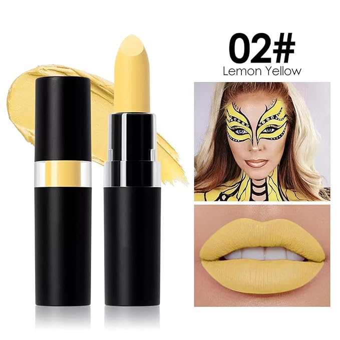 Yellow Body Paint, Face and Body Paint Stick for Halloween Joker Zombie Vampire Skeleton Skull Special Effects Mime Makeup (02# Yellow)