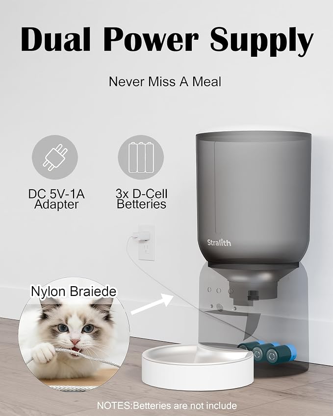Automatic Cat Feeder with 2K Camera, 5G WiFi Smart Pet Food Dispenser for Cats & Small Dogs, 6L Large Capacity Timed Auto Feeder with App Control, Night Vision, 2-Way Audio & Detachable Design (White)
