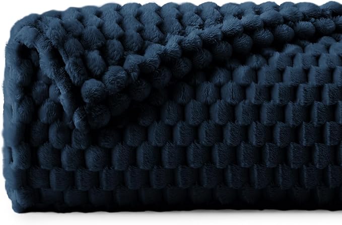 BEDELITE Navy Throw Blanket for Couch, Soft Cozy Gifts for Women, 50 * 60 | 3D Jacquard Decorative Fleece Blanket, Super Soft Plush Throws, Cute Birthday Gift for Women & Men, Suitable for All Seasons