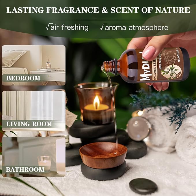 Cinnamon Oil Perfect for Humidifier, Body Massage, Foot Bathing, Home Diffuser, Skin - Pure & Premium Aromatherapy Essential Oil - 4fl oz