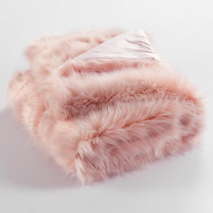 HORIMOTE HOME Pink Faux Fur Throw Blanket, Long Pile Light Pink Fur Blanket, Super Warm, Soft, Cozy, Fuzzy, Fluffy Throws for Couch Bed Sofa, Aesthetic Home Room Decor Throw, 60" x 80"