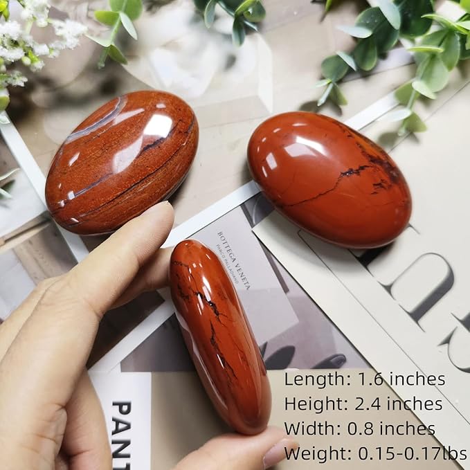 ZHIYUXI 2.4" Red Jasper Crystals Stone Gemstones and Crystals Decor Energy Balancing Healing Crystals Protection Crystals Therapy Polished Stones Palm Stone Room Decor Mediation Gifts 1PC