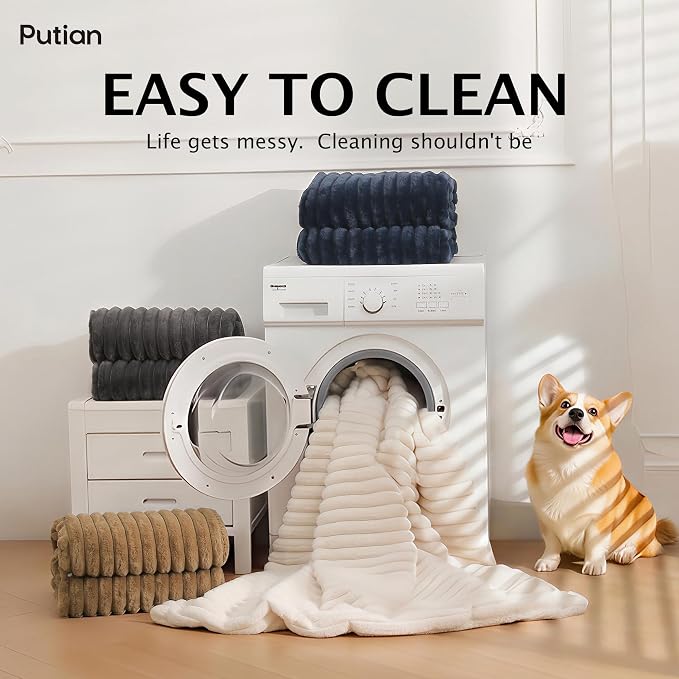 PuTian Waterproof Dog Blanket for Couch, 30"x40", Khaki | Blocks Urine, Stains and Pet Hair to Guard Furniture, Perfect For Dogs & Cats On Couch, Bed, Car And Travel