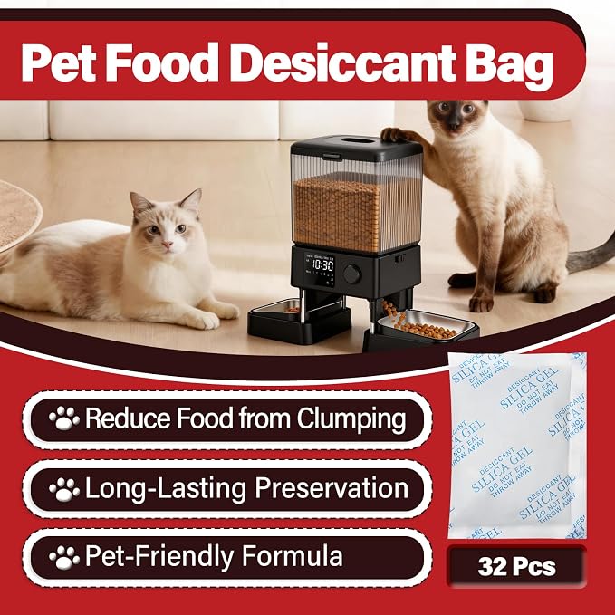 32 Pcs Pet Food Desiccant Bag Compatible with Oneisall Automatic Cat Feeder | Pet Feeder Replaced Desiccant, Keep Cat Dog Food Dry and Fresh