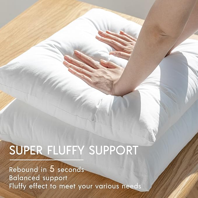 Phantoscope Throw Pillow Insert with 100% Cotton Cover, 18x18 Inch, 1 Pack | Soft Supportive Throw Pillows for Couch Bed, Hypoallergenic Breathable Pillows Inerts, Square Decorative Cushion Sham Stuffer