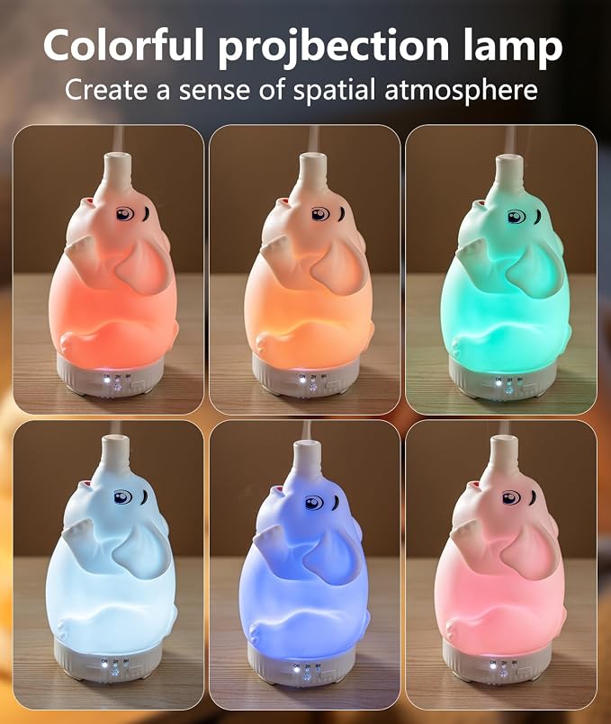Mor Jellyfish Diffuser, Cute Ultrasonic Essential Oil Diffuser & Humidifier with Colorful Lights, Remote Control, Quiet Aromatherapy Diffuser for Bedroom Home Office Decor