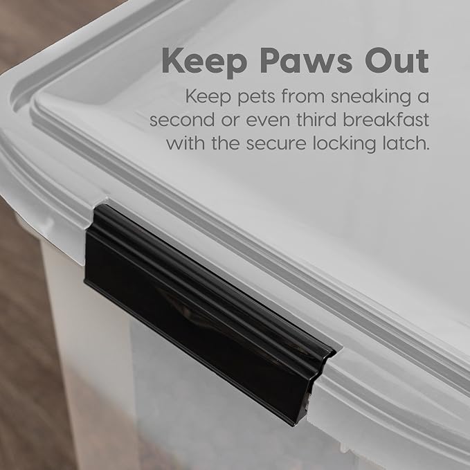 IRIS USA Dog Food Storage Container, Up to 10 lbs, Clear/Gray, Made in USA