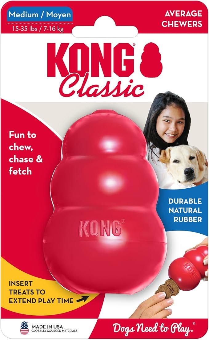 KONG Classic Toy and Easy Treat Peanut Butter Spray, 14 oz, Medium Dogs