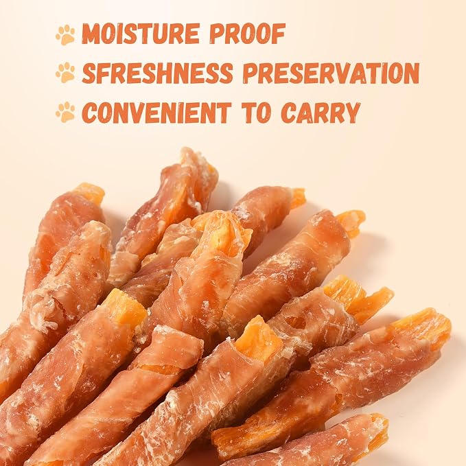 Pawmate Dog Treats Chicken Jerky Wrapped Sweet Potato Healthy Snacks 10.6oz | Low Fat High Protein, Chewy Training Rewards Treats w/Taurine, for Small Medium Large Breeds, 13-17 Counts