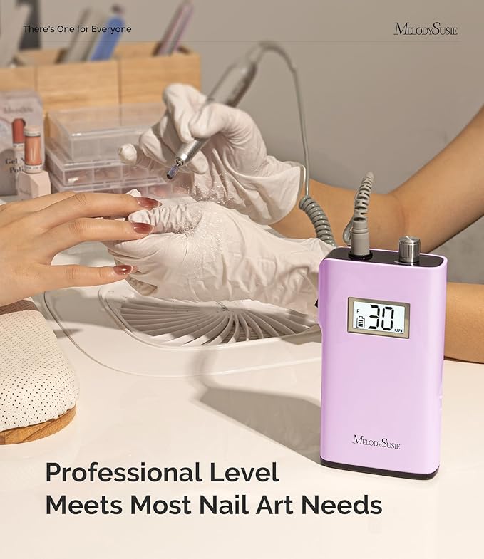 MelodySusie Entry-Level Clip-On Cordless Nail Drill, SC320H 30000RPM Popular Classic E-File with LCD Display for Manicure Shaping & Gel Removal, Perfect for Training, Nail Art Practice & Home Use