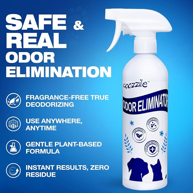 Pet Odor Eliminator Spray for Home, Fragrance Free Dog and Cat Urine Odor Remover for Carpet, Litter Box, Furniture, Pet Bedding and Floors, Colorless, 16.9 Fl Oz