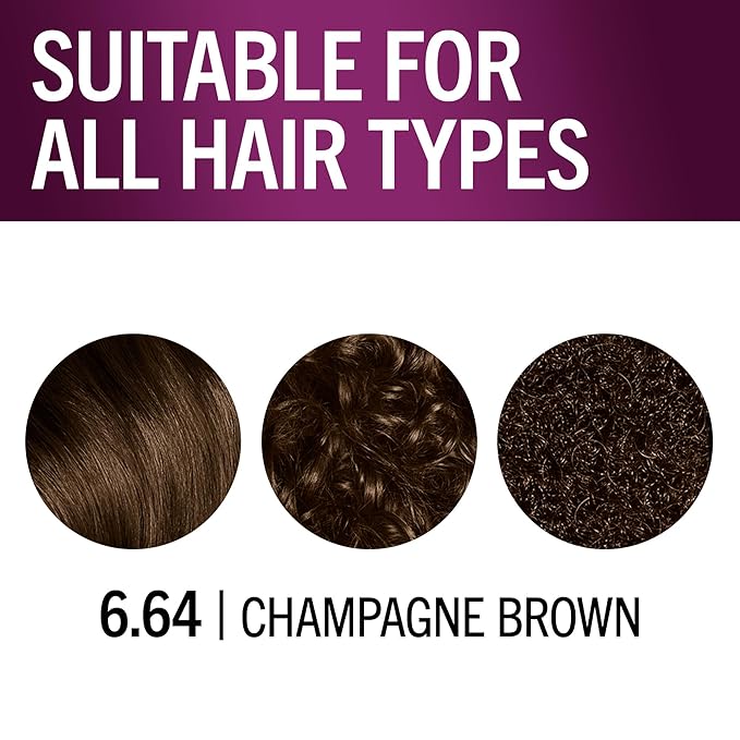 Schwarzkopf Keratin Permanent Hair Dye Cream, 6.64 Champagne Brown, Professional Quality Color for Up to 100% Gray Coverage, Bond Enforcing System