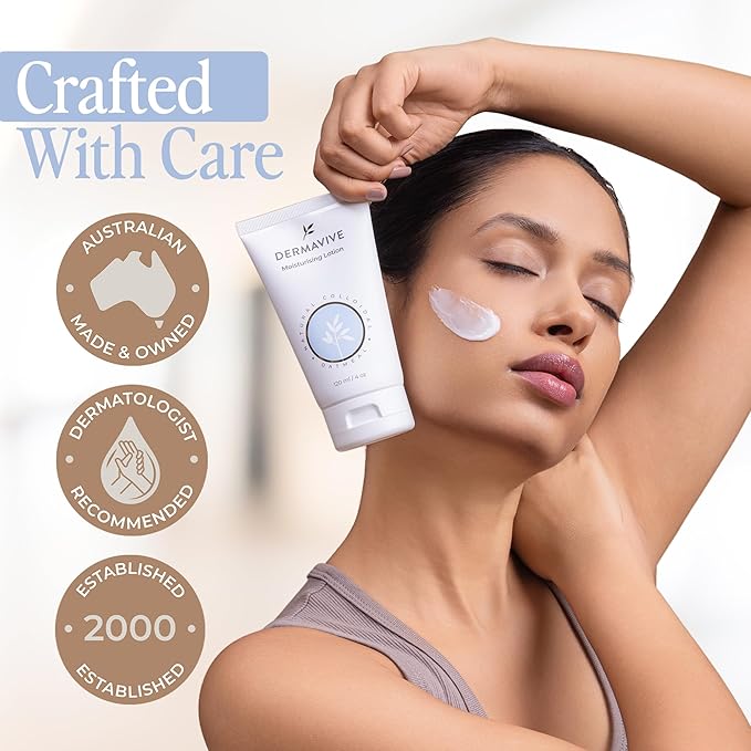 Dermavive Oatmeal Moisturizing Lotion for Dry, Sensitive Skin – Colloidal Oatmeal pH-Balanced Hydrating Face & Body Moisturizer – For Kids, Teens & Adults, 120ml (4.05 fl oz)