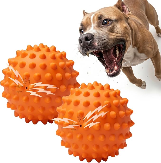 Peanut Butter Flavored 2 Pack 3.5'' Squeaky Ball for Dogs, 25-80lbs
