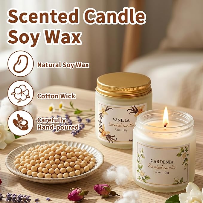 Scented Candles for Women, 3.5oz Floral Soy Candles for Home Scented, 6 Pack Relaxing Candles for Women Stress Relief, Aromatherapy Candles Gifts for Woman Birthday Anniversary Bath Yoga