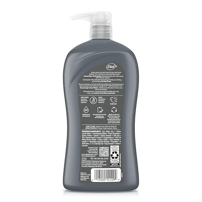 Dial Men 3in1 Body, Hair and Face Wash, Hydro Fresh, 32 fl oz
