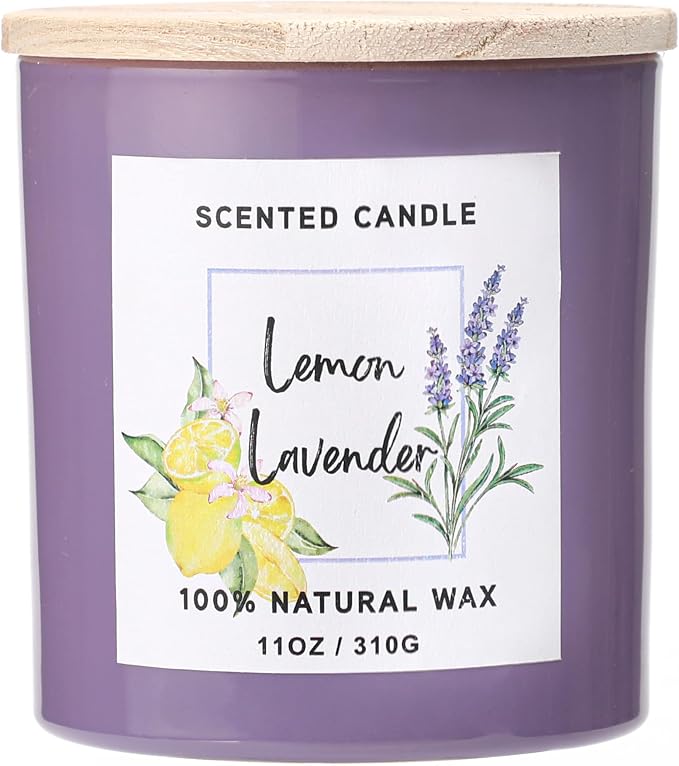 Lavender Candle - Lemon Lavender Scented Candle,Summer Candles,11oz | Soy Candles for Home Scented, Birthday Gifts Candle for Women Men